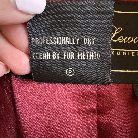 Jerry Lewis Luxuries Burgundy Faux Fur Coat Satin Ribbon Time Size Medium EUC - Picture 8 of 10